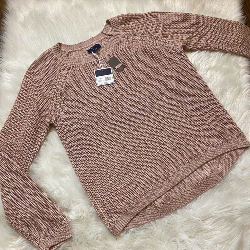 NWT Kaari Blue Pink Open Knit Sweater Size Small - Picture 2 of 7